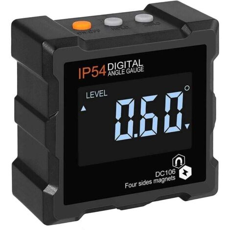 Inclinómetro digital LCD de 360°, Inclinómetro digital magnético, Inclinómetro electrónico, Apagado automático, con retroiluminación magnética, 4 lados magnéticos, IP54 a prueba de agua (con baterías)