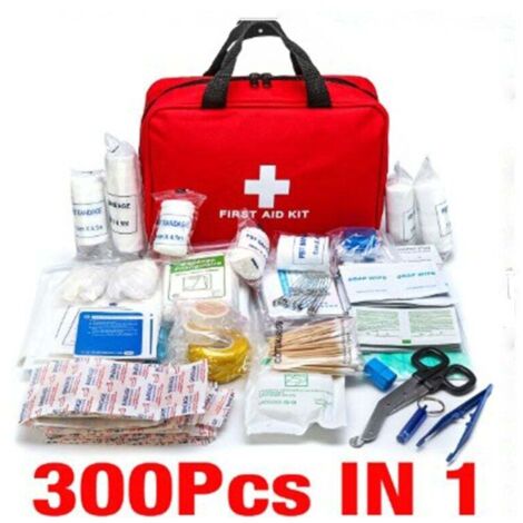 Kit completo de primeros auxilios de 300 piezas, bolsa de emergencia para botiquín de primeros auxilios SOS (1/4)