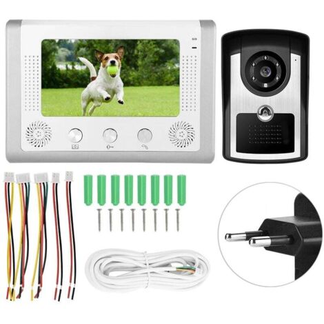 XVX 7 pulgadas con cable videoportero impermeable timbre IR cámara Monitor puerta teléfono 110-240V enchufe de la UE
