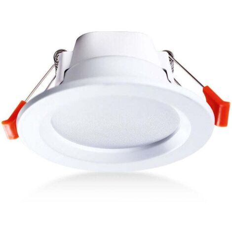Juego de 4 luces LED empotrables de techo IP65 impermeables 5W blanco cálido foco empotrable redondo, plástico, blanco (1/4)