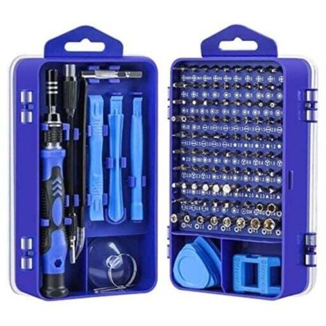 Juego de destornilladores de precisión magnéticos 115 en 1, mini destornillador portátil, herramientas de reparación para desmontar computadora portátil, teléfono inteligente, reloj, gafas, computador (1/4)