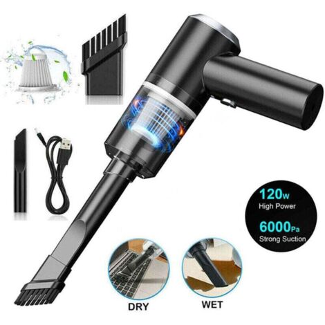 Aspiradora de coche inalámbrica de 6000 Pa, 2 en 1, potente aspiradora de mano y soplador de aire de 120 W, mini aspiradora inalámbrica portátil y recargable para el hogar, el coche, la oficina, la me (1/4)