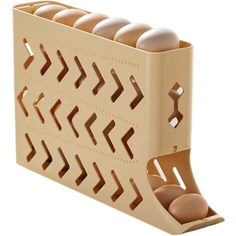Huevera para frigorífico con dispensación automática, gran espacio para guardar muchos huevos, con tapa transparente para mejor visibilidad y diseño compacto para ahorrar espacio en el frigorífico.