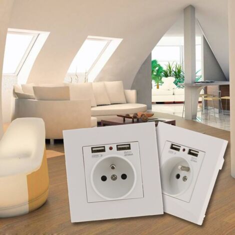 Juego de 2 enchufes de pared, enchufe de pared con doble USB 5V/2100mA ...