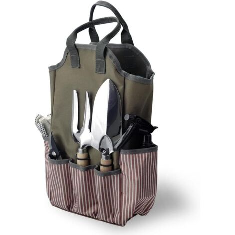 Bolsa grande para herramientas de jardín, bolsa de mano para jardinería, bolsa impermeable de tela Oxford, organizador multiusos para el hogar, exteriores, jardín, césped y patio, marrón (1/4)