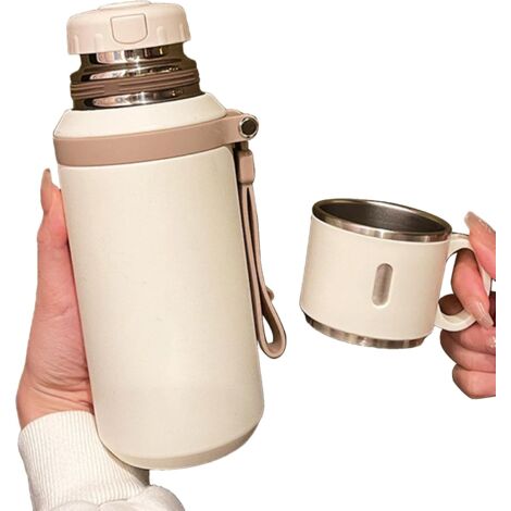 Botella de agua portátil - 8,5 x 8,5 x 23 cm, acero inoxidable, aislada, termo, botella deportiva  Elegante, a prueba de fugas, de gran capacidad, ideal para ciclismo, viajes, gimnasio, escuela y acti