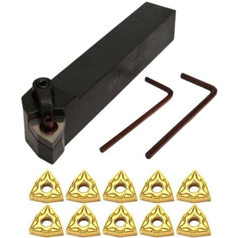 Accesorio para torno de metal, portaherramientas de torneado de 20 mm para WNMG080404, kit de portaherramientas de torneado MWLNR2020K08 + 10 insertos de carburo + 2 llaves. (1/4)