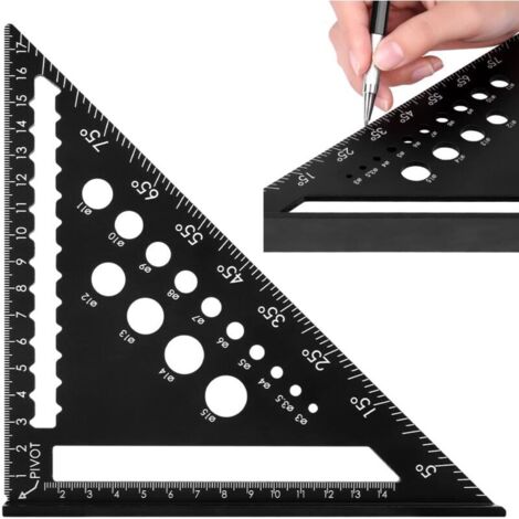 Escuadra multifuncional para carpintería de 180 mm, aleación de aluminio, transportador de 45 a 90 grados, para herramientas de bricolaje.