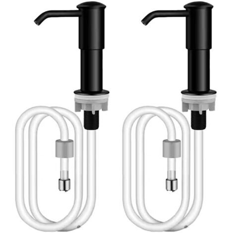 Dispensador de jabón integrado para fregadero de cocina, dos unidades, con tubo de extensión de silicona de 1 metro, color negro
