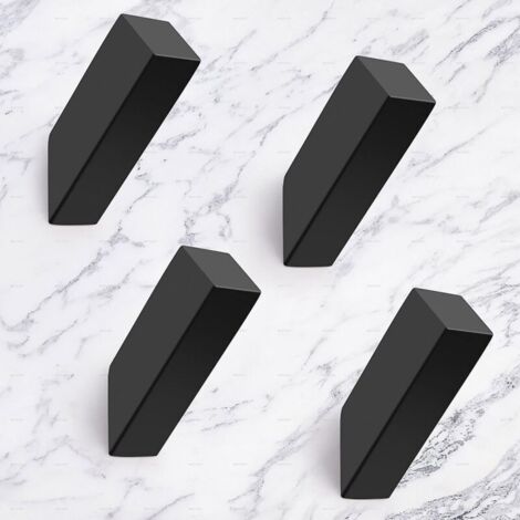 Ganchos para toallas negros, gancho para bata negro mate, ganchos de pared resistentes de acero inoxidable SUS 304, paquete de 4 (1/4)
