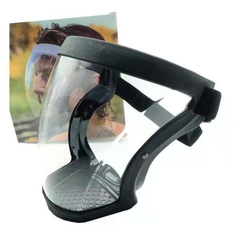 1 x Protector facial súper protector, máscara antivaho, protector facial transparente para adultos, protector facial de plástico (negro).