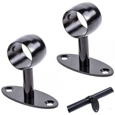Soporte de pasamanos de acero inoxidable para pared, para escaleras, pasillos y baños, interior y exterior, Ø 33 mm, 2 unidades, color negro (1/4)