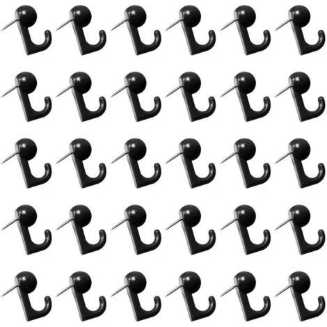 50 ganchos de chinchetas de plástico negro, clavos decorativos para colgar en la pared, para tableros de corcho, mapas, calendarios, imágenes y material escolar para oficina, hogar y más. (1/4)