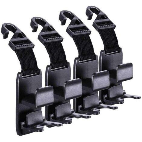Ganchos mágicos para reposacabezas de coche, soporte para bolso, color negro, paquete de 4 (1/4)