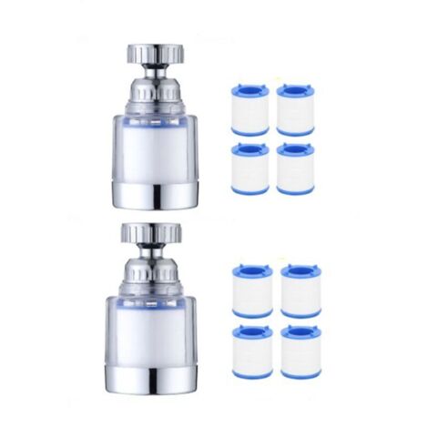 Filtro de agua para grifo de 2 piezas, filtro de grifo antical, con 8 elementos filtrantes de algodón PP y adaptador universal para fregadero, cocina y baño. (1/4)