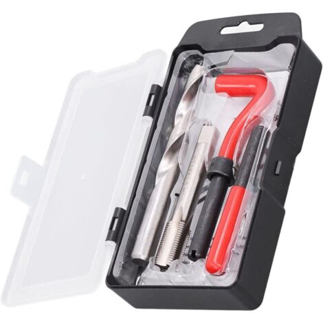 Kit de herramientas de reparación de roscas, 15 piezas, M14 x 1,50 mm, inserto de rosca de acero inoxidable, macho de roscar y brocas, herramienta manual para automóviles (1/4)