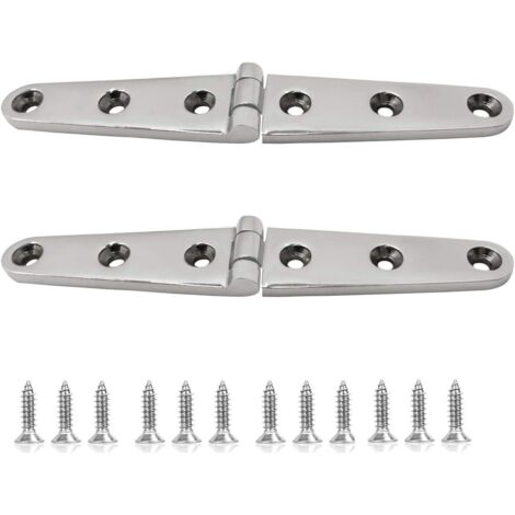 Correa de bisagra para escotillas de barcos, fabricada en acero inoxidable 316, bisagra con forma de 6 agujeros con material de montaje, adecuada para barcos y autocaravanas, 160×27, paquete de 2. (1/4)