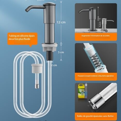 Dispensador de jabón para fregadero de cocina con bomba de jabón incorporada y kit de tubo de extensión de 40 pulgadas (1/2)