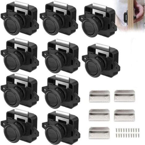 10 cerraduras para furgonetas camper, cerradura de metal con botón pulsador, cerradura para muebles, cerradura de armario, cerradura de perilla, fijación de puerta para furgonetas camper, caravanas, y