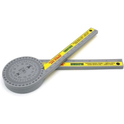 Transportador de ángulos para sierra ingletadora, regla de ángulos giratoria de plástico de 360 grados, herramienta de medición de ángulos de alta precisión, 7 pulgadas (doble burbuja) (1/4)