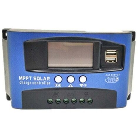 Controlador de carga solar con pantalla LCD, MPPT 30A Controlador de carga solar USB dual con pantalla LCD, 12V 24V (1/4)