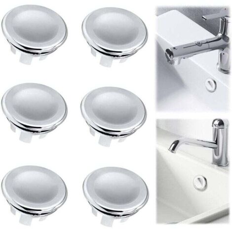 Juego de 6 tapones antidesbordamiento, acabado enchapado, tapa antidesbordamiento para fregadero de cocina y baño, tapón antidesbordamiento para lavabo, baño, cocina (1/4)