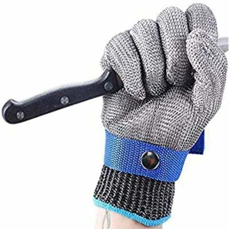 Guantes de protección resistentes a cortes, malla metálica, acero inoxidable, aptos para uso alimentario, guantes de carnicero, guantes de acero resistentes a cortes para cocina. (1/4)