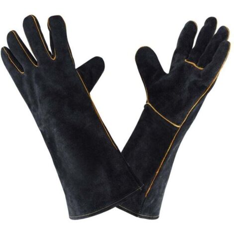 Guantes de cuero para soldar (40 cm) para cocina, barbacoa, horno y jardinería. Resistentes a altas temperaturas. › Seguridad › Equipos y suministros de seguridad › Guantes ›