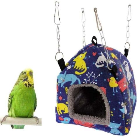 Hamaca de peluche colgante para loros, cueva, tienda de campaña para periquitos, cacatúas, cotorras, agapornis, hámsters, jerbos, ratas, chinchillas y ardillas (M) (1/4)