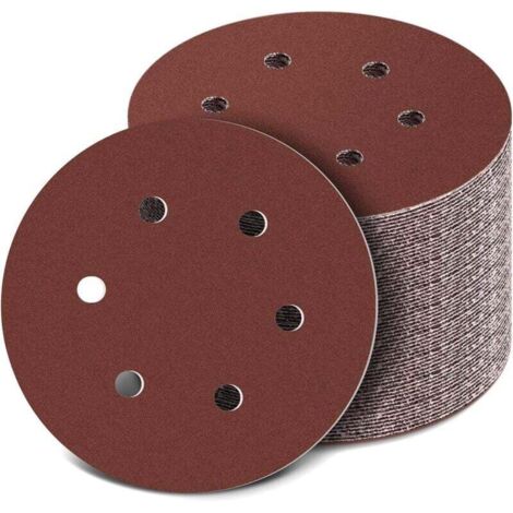 Discos de lijado con velcro LangRay de 150 mm, 100 unidades, grano 40-800, ideales para lijar, pulir y eliminar óxido (6 agujeros) (1/4)