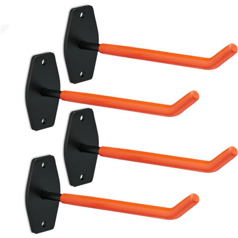Soportes de pared para ruedas, juego de 4, ganchos de pared para neumáticos y llantas, carga máxima 40 kg, acero, color naranja y negro (1/4)