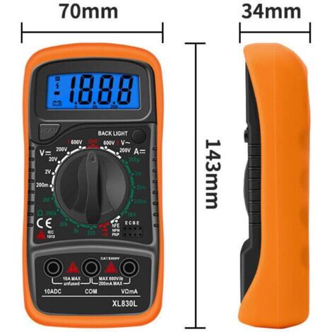 Mini multímetro profesional XL830L de 2000 dígitos para reparación de baterías de coche y aparatos electrónicos domésticos con certificación de seguridad, robusto. (1/3)