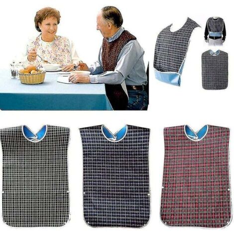 Juego de 3 baberos para adultos con recogedor de migas – Babero lavable para adultos, tamaño grande para adultos