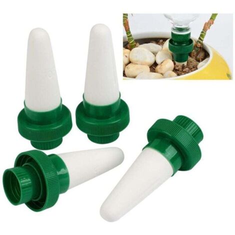 Sistema de riego por goteo de cerámica de 4 piezas, aspersor automático para plantas, sistema de riego automático para plantas en vacaciones, ideal para jardines y hogares, tanto interiores como exter