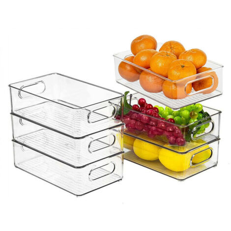 Hofuton - Juego de 6 contenedores de almacenamiento para despensa, organizador para refrigerador, cocina, baño, cajones, gabinetes y encimeras