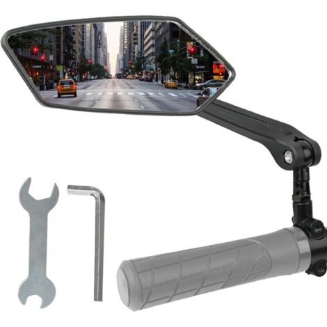 Espejo retrovisor izquierdo para bicicleta, retrovisor para patinete eléctrico HD ajustable 360°, adaptable a manillares de 20 a 24 mm (1/4)