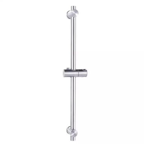 Barra de ducha de acero inoxidable 304, con fijación en altura y ángulo regulables, acero inoxidable cepillado con acabado cromado, 66cm