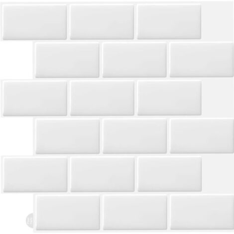 10 pegatinas adhesivas 3D blancas para azulejos de pared de cocina y baño (30,5 x 30,5 cm)