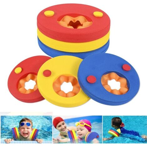 Manguitos de natación para niños, juego de 6 discos de EVA, coloridos para niños de 3 a 14 años, ideal para aprender a nadar, con anillos de peso recomendados de 15 a 30 kg.