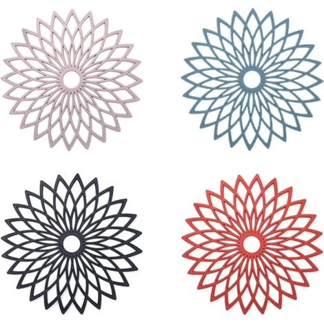 Salvamanteles de silicona con diseño de flores, antideslizantes, aislantes, flexibles, duraderos y antideslizantes para ollas, sartenes, platos, vasos, cuencos y jarrones (8 unidades, 19 cm de diámetr