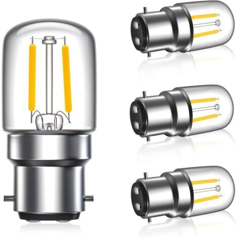 Bombillas LED B22 de 1 W, blanco cálido 2700 K, minibombillas LED de filamento T28, 100 lm, casquillo de bayoneta B22. (1/4)