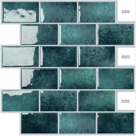 Pegatinas verdes para salpicadero, azulejos autoadhesivos, pegatinas de pared para cocina y baño (10 unidades, 30,5 x 30,5 cm)