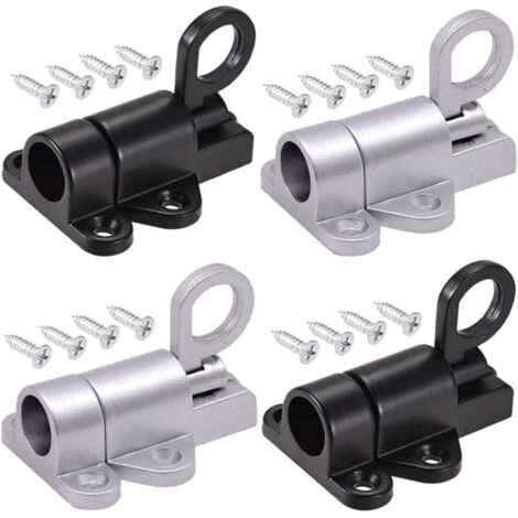 cerraduras automáticas para puertas, pestillo con perno, cierre de resorte, con 16 tornillos, para ventanas, puertas de madera y armarios (negro y plateado)
