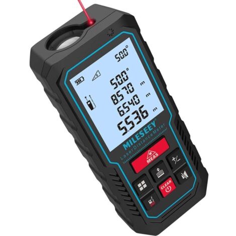 Telémetro láser de 40 m, medidor láser con nivel electrónico mejorado, precisión de +/- 2 mm, mide distancia, longitud, altura y área, retroiluminación LCD de 2", función de silencio, batería incluida (1/4)