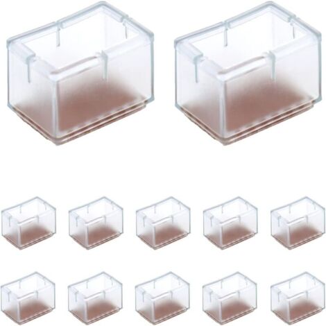 12 protectores rectangulares de silicona para patas de silla, mesa y sofá (ancho: 24-30 mm x largo: 39-47 mm). (1/4)