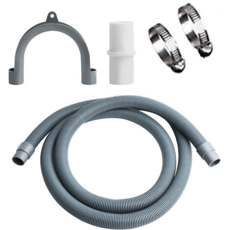 Manguera de desagüe para lavadora de 3 m, tubo de desagüe de aguas residuales con conector de manguera de desagüe y 2 abrazaderas.