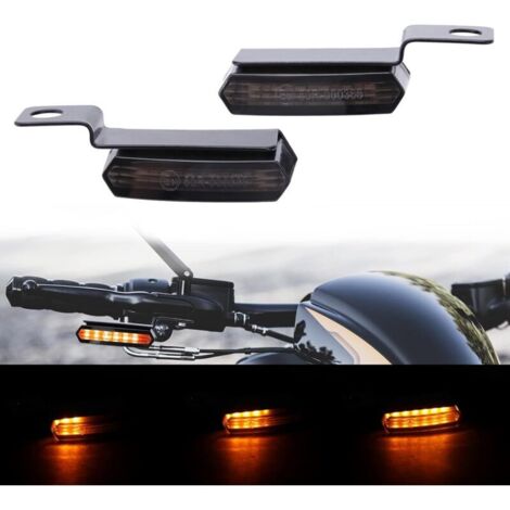 Mini luces LED intermitentes para motocicleta, de aluminio, para manillar, ámbar, impermeables, secuenciales, universales, 12 V, homologadas para Cruiser, Bobber, Chopper, Cafe Racer y Scooter. (1/4)