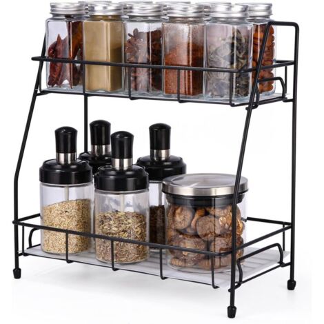 Estante de almacenamiento de cocina, estante de encimera, organizador de especias, almacenamiento que ahorra espacio para cocina y baño