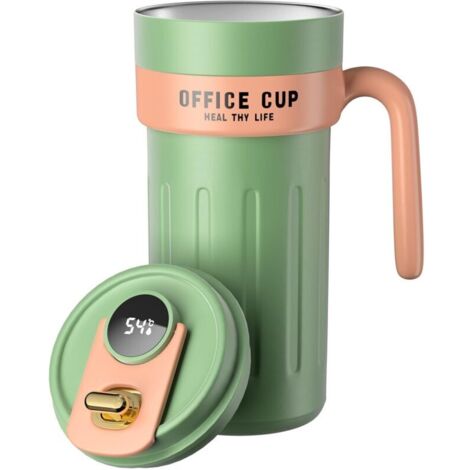 Tazas de viaje inteligentes para café, 650 ml, de acero inoxidable 316 con aislamiento al vacío, indicador de temperatura LED y pantalla táctil (verde) (1/4)