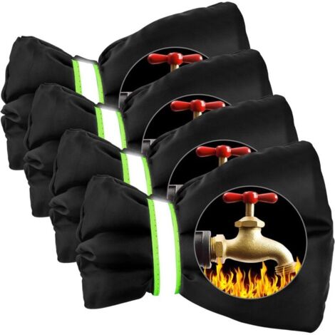 Juego de 4 fundas para grifos de exterior para invierno, aislantes y con banda reflectante, impermeables y gruesas, protegen el grifo de las heladas y las astillas, 15 x 21 cm. (1/4)